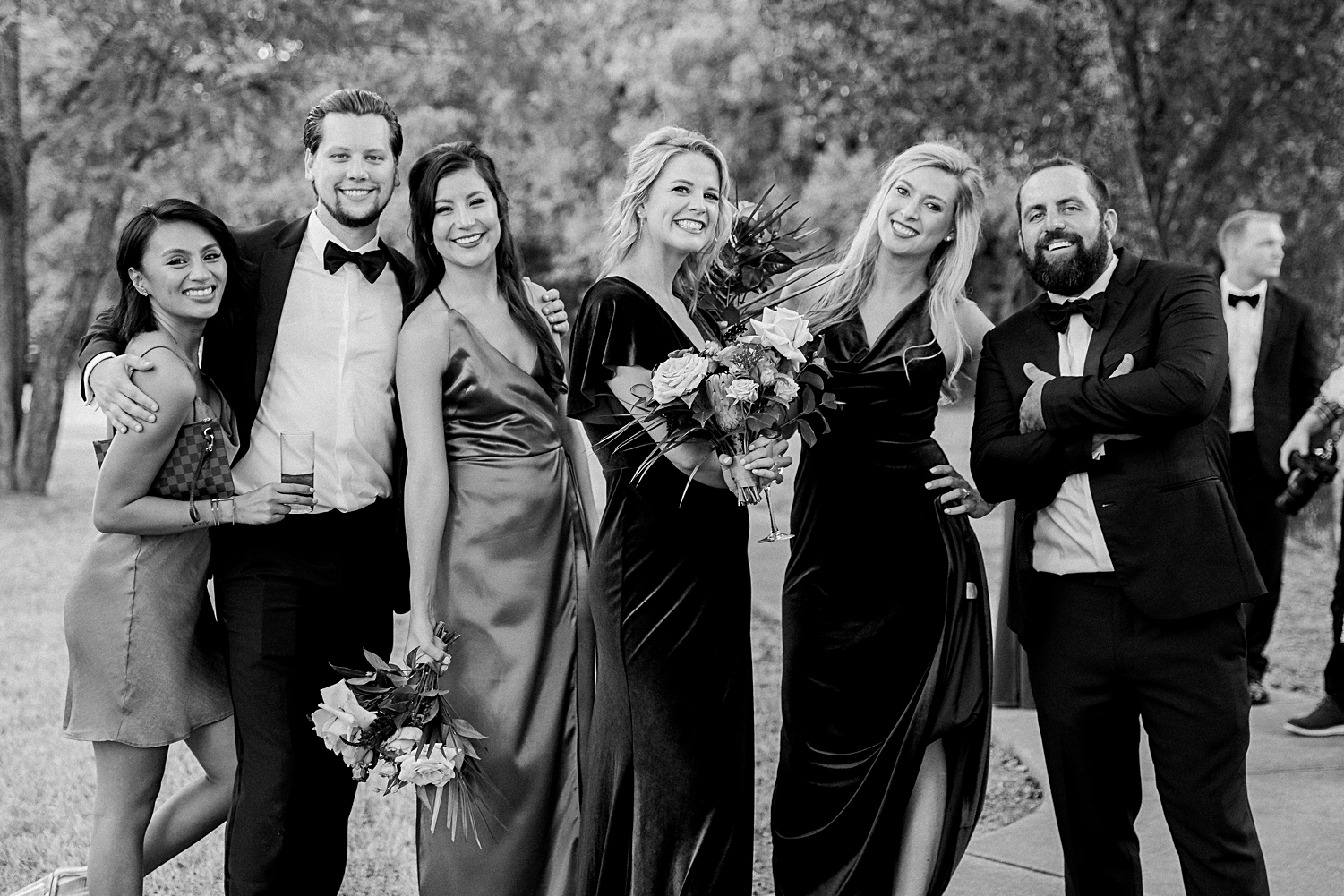 bridesmaids and groomsmen black and white