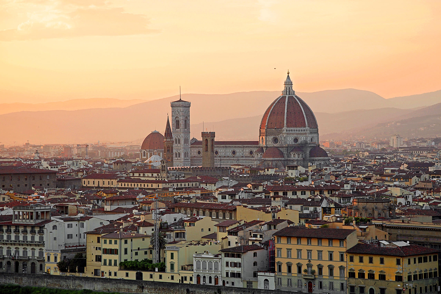 Florence church dome and city landscape at sunset best italy wedding venues