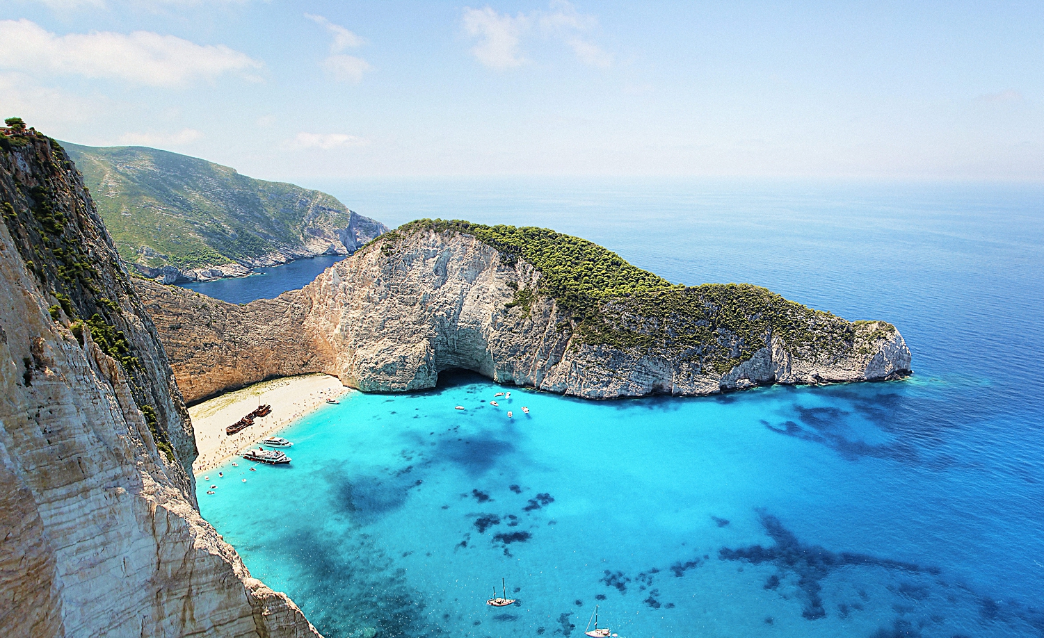 Greece beach sea cliffs blue sea