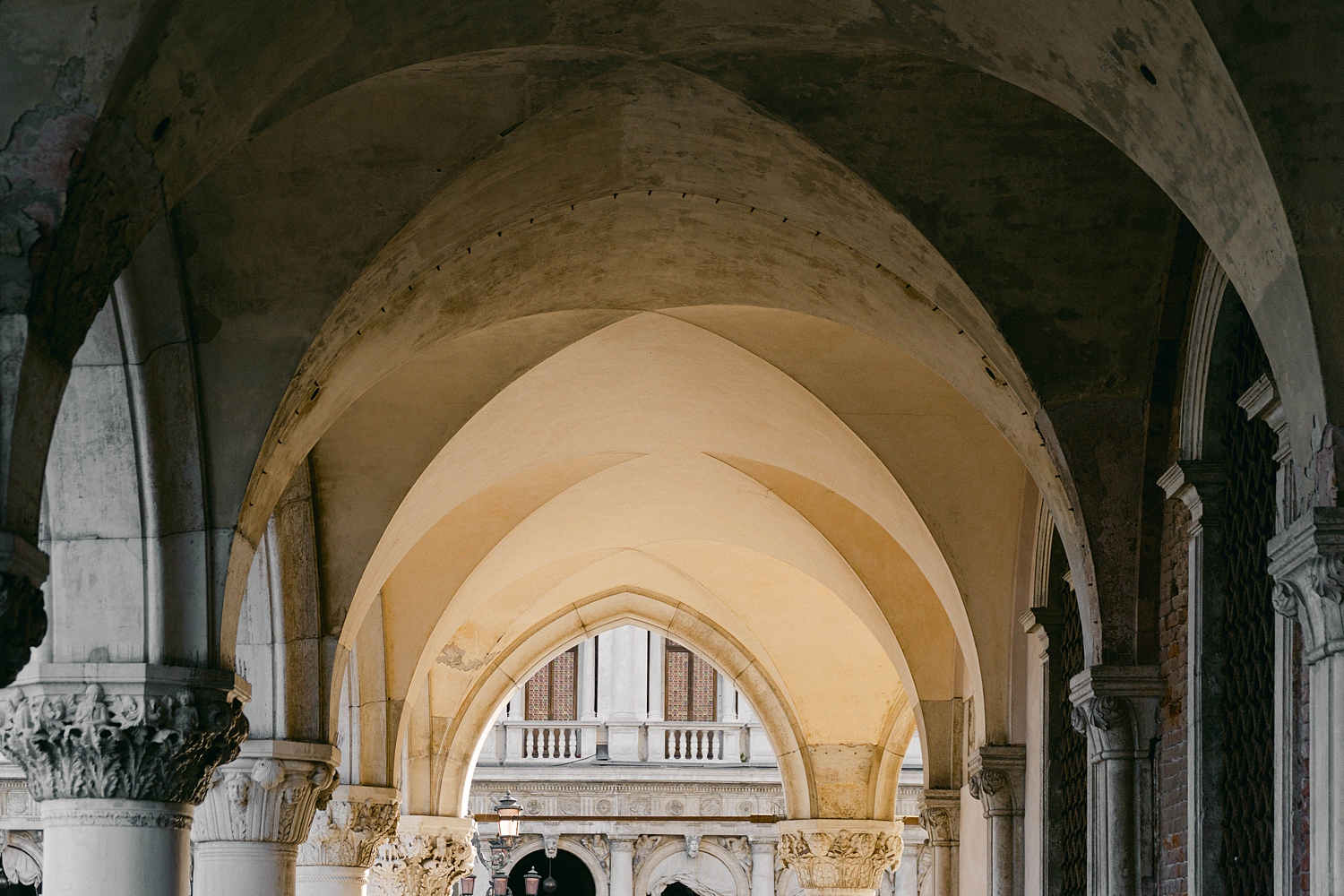 Doge's Palace domed porch and columns in Palazzo Ducale Italy