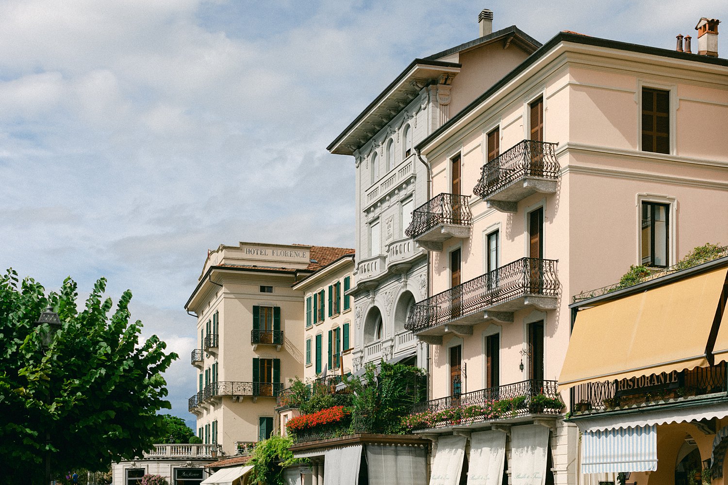 Italian building facades in Bellagio Italy