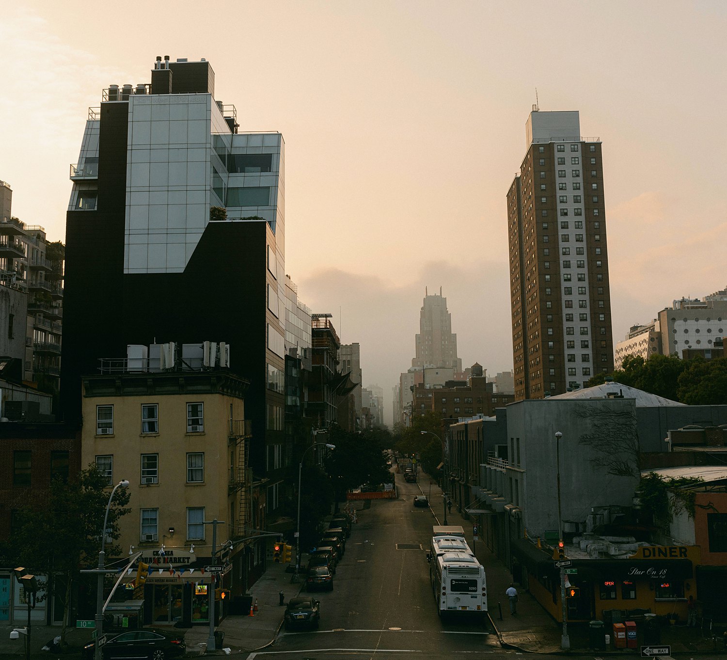 NYC chelsea street scene in early morning light