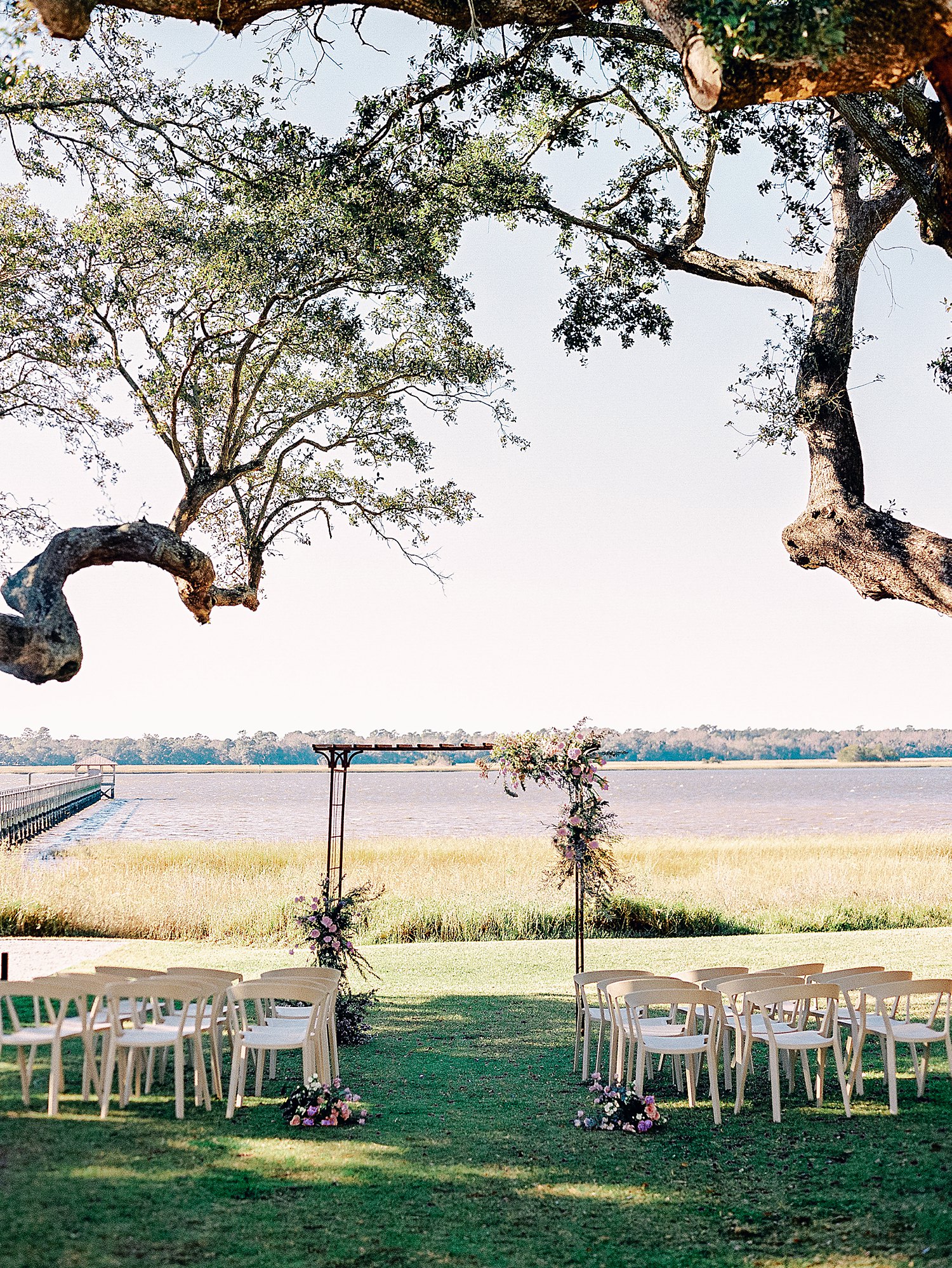 Outdoor ceremony at Lowndes Grove Charleston wedding venue